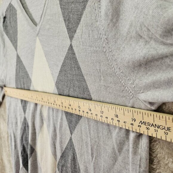 Club Monaco 100% Merino Wool Sweater Argyle Pattern Mens Size L Gray Long Sleeve - Picture 3 of 10